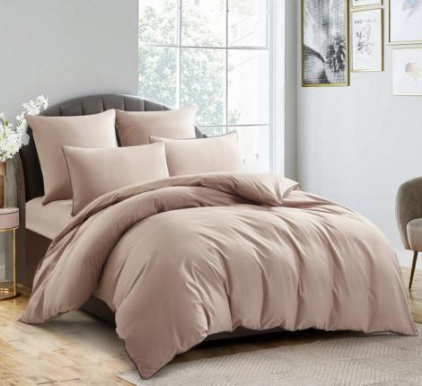 Постельное бельё "KARTEKS" сатин однотонный с кантом HK-03 (бежевый), Евро
