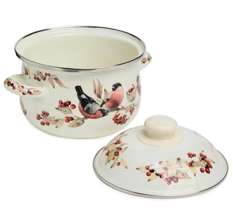 Кастрюля эмалированная с крышкой "СНЕГИРИ" 934-746, 2.0 л