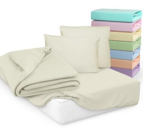 Простыня на резинке "Cleo" 18/13 Трикотаж 180х200х25, экрю