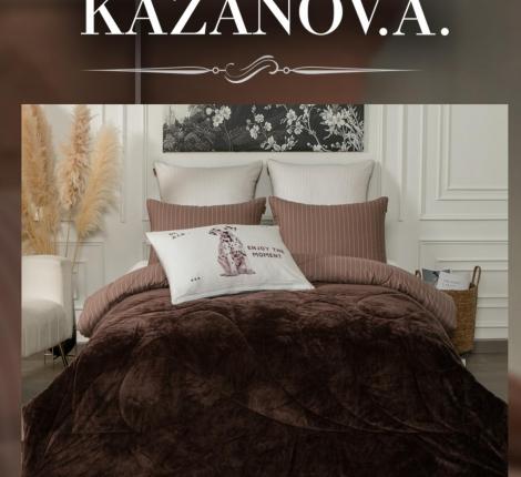Постельное бельё с одеялом "Kazanov.A." Фрэнк (трюфель капучино) Велюр/Egypt Cotton, Евро