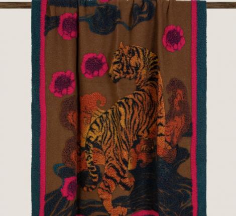 Плед шерстяной Frati "FLOWERTIGER", 150x190