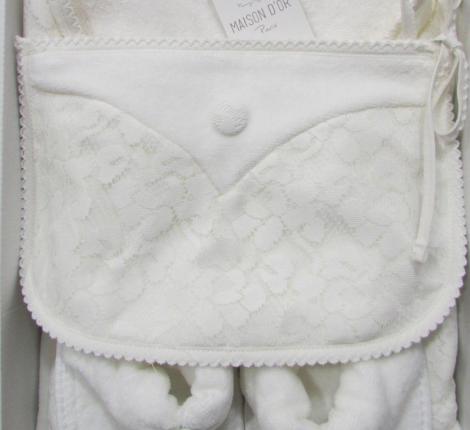 Халат женский махровый с вышивкой Maison D'or "IRINA" (кремовый), XL(50)-XXL(52)