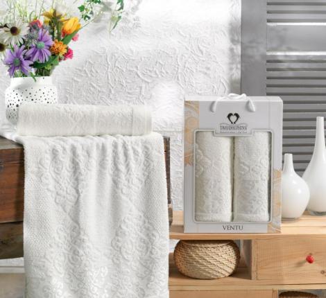 Комплект махровых полотенец "TWO DOLPHINS" (50x90/70х140) 2 шт. VENTU, кремовый
