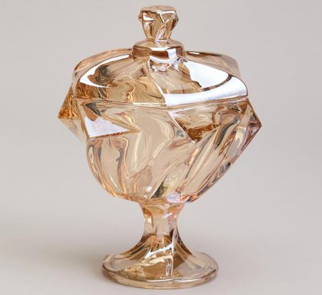 Блюдо с крышкой на ножке "BOHEMA" AMBER, диаметр 11,5 см