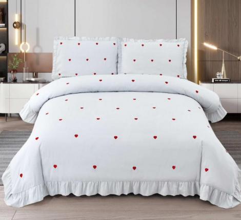 Постельное белье с вышивкой "сердце" EFOR "COTTONI Т-1" Поликоттон, Евро