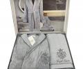 Комплект Maison D'or "ROYAL" (Халат XL(50)-XXL(52)+Полотенца 50х100-85х150), серый