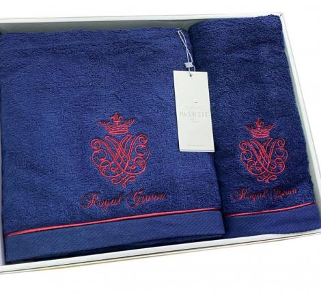 Комплект махровых полотенец  30x50-50x100-85x150 Maison D'or "ROYAL", синий