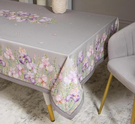 Скатерть с пропиткой "ИРИСЫ" 175х400 см, серый