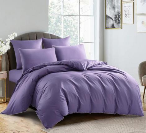 Постельное бельё "KARTEKS" сатин однотонный с кантом HK-05 (сиреневый), Евро