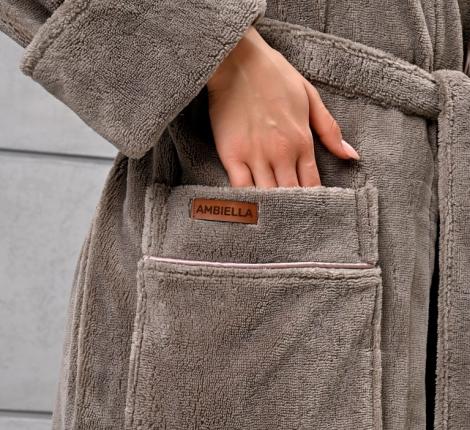 Халат женский трига шалька "AMBIELLA A-1295" тёмно-серый, L/XL
