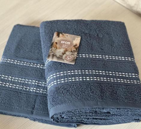 Набор махровых полотенец EFOR "FITILI BORDUR" (50*90;70*140), синий