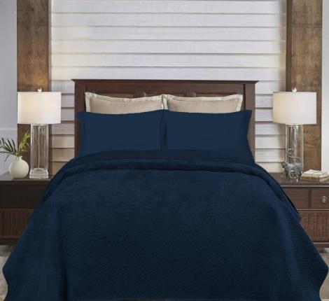 Покрывало из вареного бархата "KARTEKS" 03, 230х250 (синий)