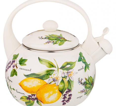 Чайник эмалированный со свистком "СЕКРЕТНЫЕ ИНГРЕДИЕНТЫ", 2,2 л