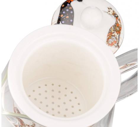 Чайник стеклянный с ситом "ПАРИЖСКИЕ КОТЫ", 400 мл