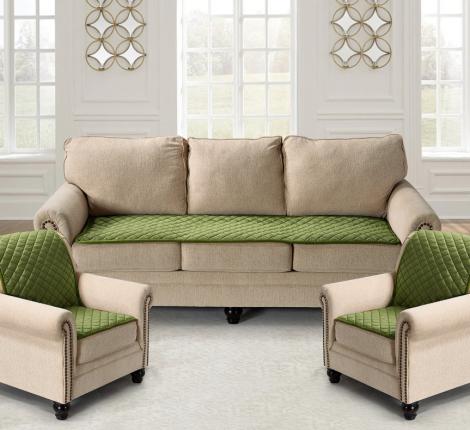 Комплект накидок &quot;Karteks&quot; на диван 90х210 и два кресла 90х160 Ромбы, зеленый