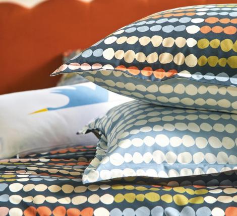 Постельное бельё "Blanc des Vosges" DOTS BLEU перкаль, 1.5 спальный