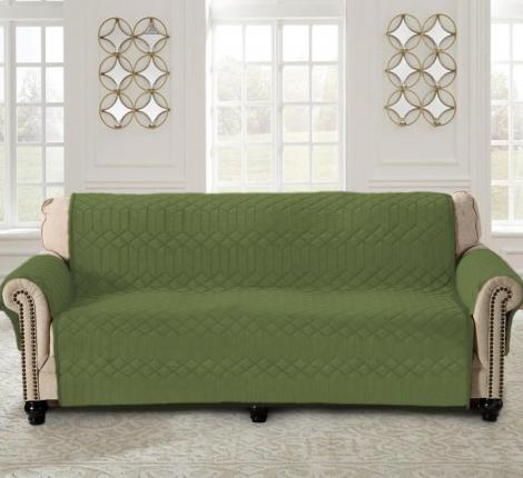 Покрывало &quot;Karteks&quot; на диван 180х210 с подлокотниками 50х70 (2шт) Косичка, зеленый