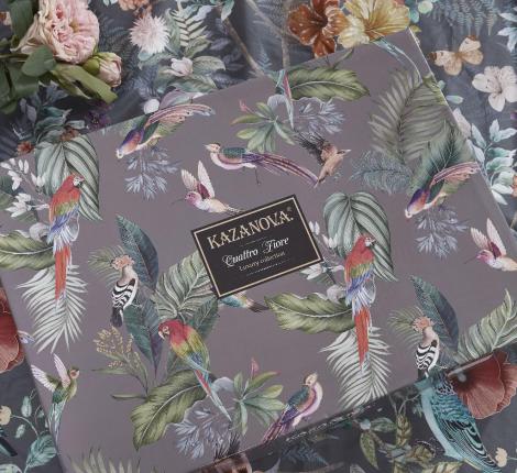Постельное белье с одеялом "Kazanov.A." Маки (графит лаванда) Велюр/Egypt Cotton, Евро