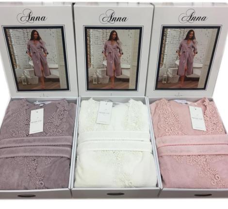 Халат женский махровый Maison D'or "ANNA" XS(42)-S(44), пудра