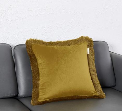 Наволочка декоративная "Sofi de Marko" Фаина (горчица) Велюр, 45х45 (1шт.)