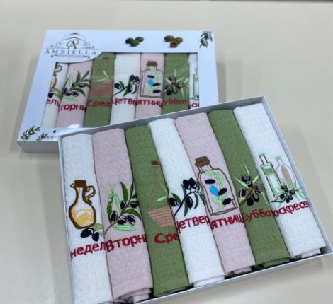Набор вафельных салфеток "AMBIELLA" ОЛИВА, 40х60-7 шт.