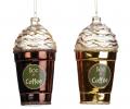 Игрушка стеклянная 2 шт. "КОФЕ С МОРОЖЕННЫМ золото с коричневым, длина 14,5 см