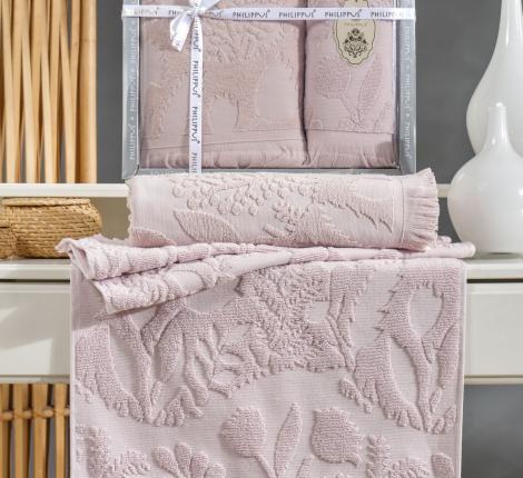 Комплект махровых полотенец с бахромой "PHILIPPUS" (50x90/70х140) 2 шт. BELEK, светло-розовый