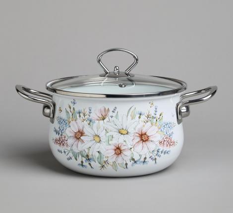 Набор эмалированных кастрюль с крышкой "ДВОРЦОВЫЙ ПАРК", на 4 предмета