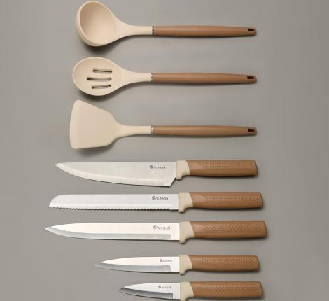 Набор кухонных ножей (5 шт.) и приборов "AGNESS" 671-204, 9 предметов