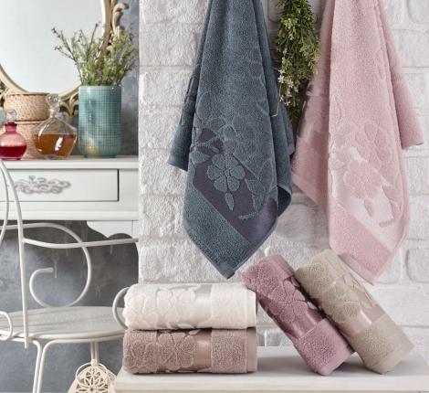 Набор махровых полотенец "TWO DOLPHINS" 50х90 (1/6 шт.)E835) AHSEN