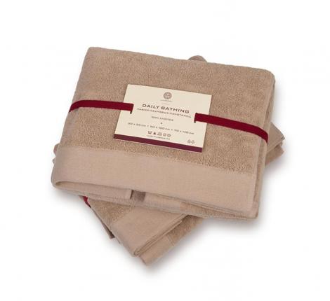 Комплект махровых полотенец "DAILY BATHING" (30x50,50x100,70x140, кофейный пломбир