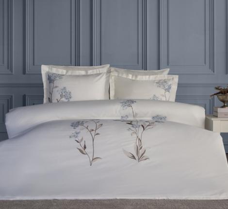 Постельное бельё "DANTELA VITA" сатин с вышивкой LAVINYA (голубой), Евро