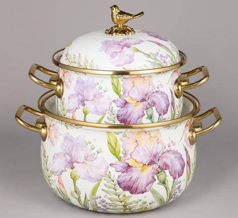 Набор эмалированных кастрюль с крышкой "IRISES", 4 предмета