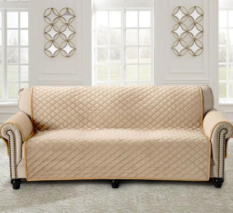 Комплект накидок  "Karteks" на диван 90х210 и два кресла 90х160 Ромбы, серо-бежевый