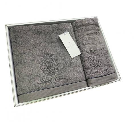 Комплект махровых полотенец  30x50-50x100-85x150 Maison D'or "ROYAL", антрацит