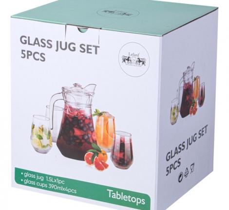 Кувшин и 4 стакана "KITCHEN" 172-175, 1,5 л/390 мл