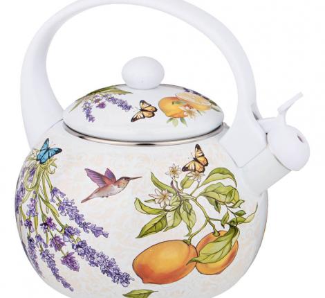Чайник эмалированный со свистком "ПРОВАНС ЛИМОНЫ", 2,2 л