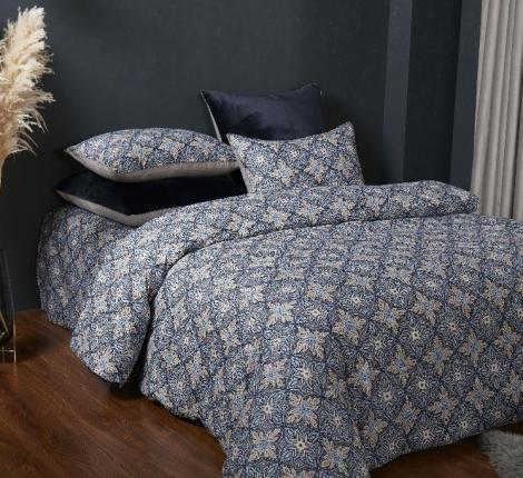 Постельное белье с одеялом "Kazanov.A." Аскания (капучино индиго) Велюр/Egypt Cotton, Евро