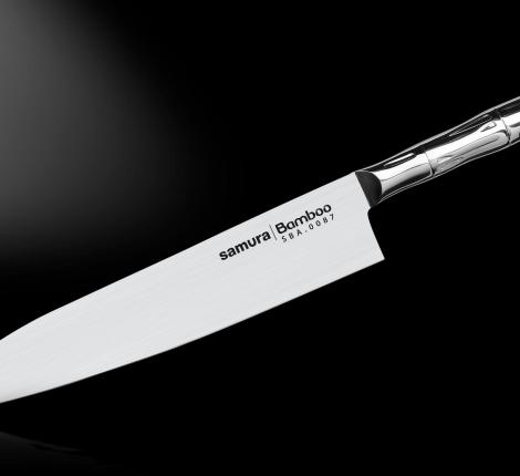 Нож кухонный &quot;Samura Bamboo&quot; Гранд Шеф 240мм, AUS-8 (с тату)