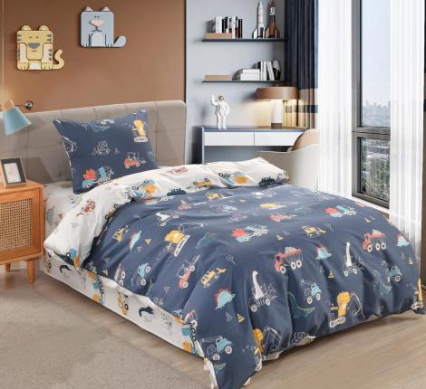 Постельное белье детское "Sofi de Marko" Диноленд (синий) Сатин, 1,5 спальный