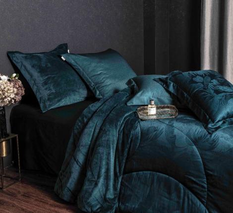 Постельное белье с одеялом "Kazanov.A." Lindor J'Adore (изумруд) Велюр/Тенсел, Евро