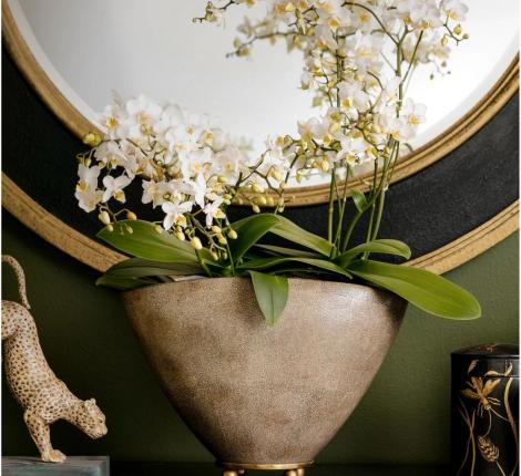 Ваза-кашпо "G&C" (бежевый) керамика&бронза, высота 24 см