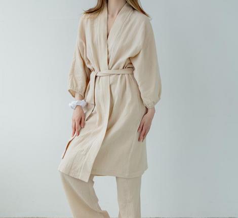 Халат Luxberry "Муслин и комфорт" экрю, S