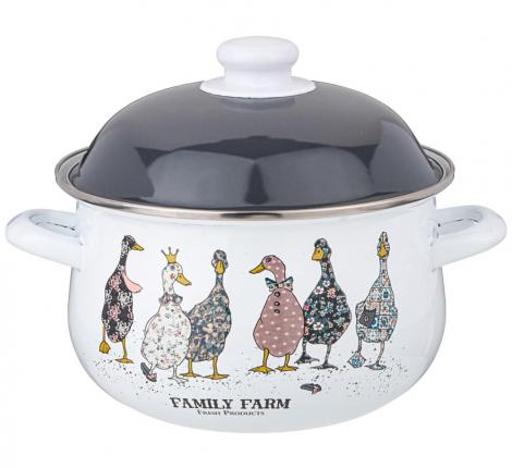 Кастрюля эмалированная с крышкой "FAMILY FARM", 2.8 л