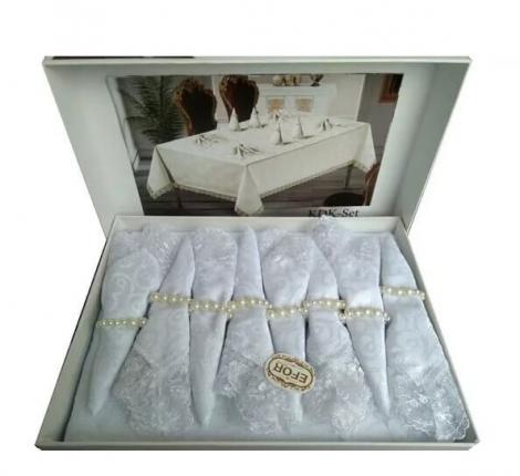 Скатерть EFOR KDK  SET 160х220+8 салфеток, серый