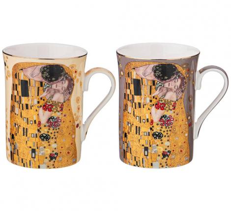 Набор кружек 2 шт. "ПОЦЕЛУЙ" (Г. КЛИМТ), 300 мл (кремовый-серый)