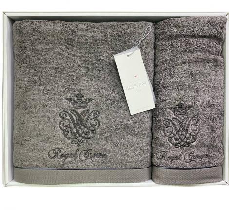 Комплект махровых полотенец  30x50-50x100-85x150 Maison D'or "ROYAL", антрацит