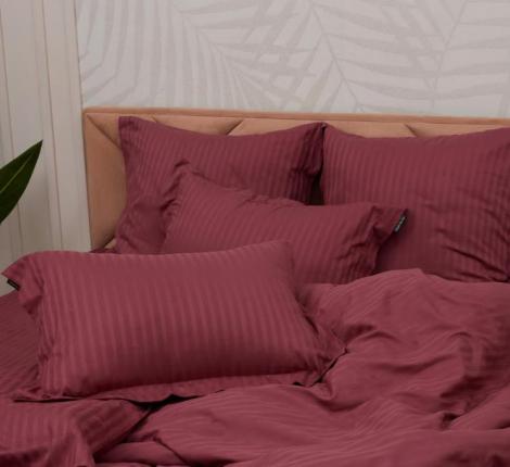 Постельное белье "Sofi de Marko" Моне (бордо) Страйп Сатин, Семейный