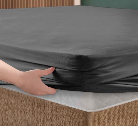 Простынь сатин "DO&CO" на резинке 90х200+30 см SOFT, антрацит