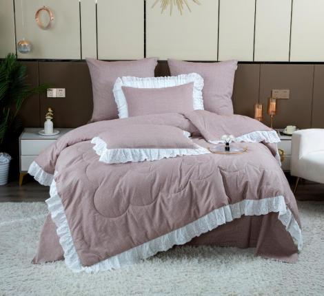 Постельное бельё с одеялом "Kazanov.A." Писели (пыльная роза жемчуг) Сатин, Евро